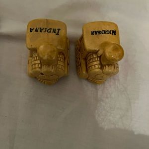 Lipco Train salt and pepper shakers made in Taiwan Michigan and Indiana